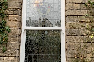 Stained glass window installation