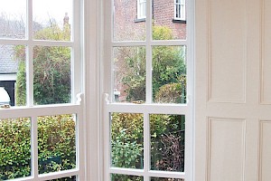 Interior angle bay sash window Sheffield